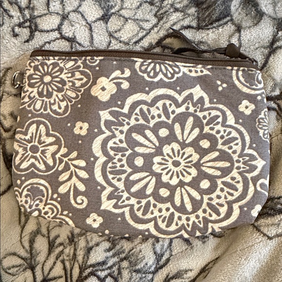 Handbags - Floral Patterned Brown and Cream Women's Bag